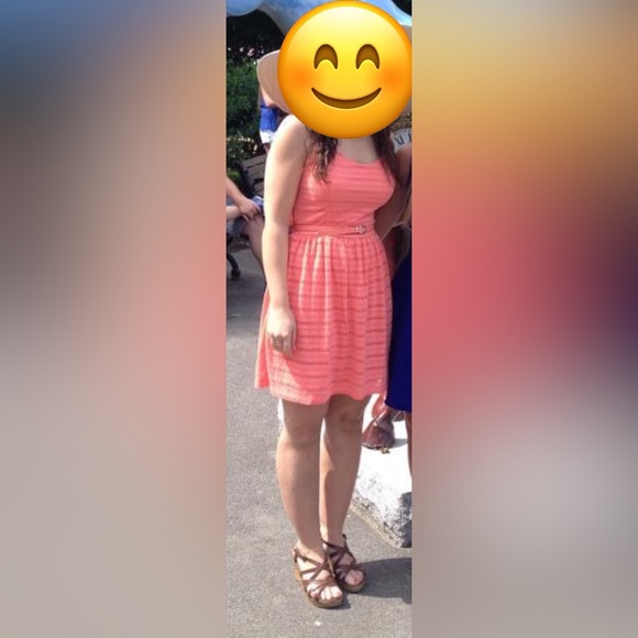 Salmon Colored knit style summer party dress size small - Picture 3 of 3